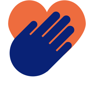 Hand with orange hearth